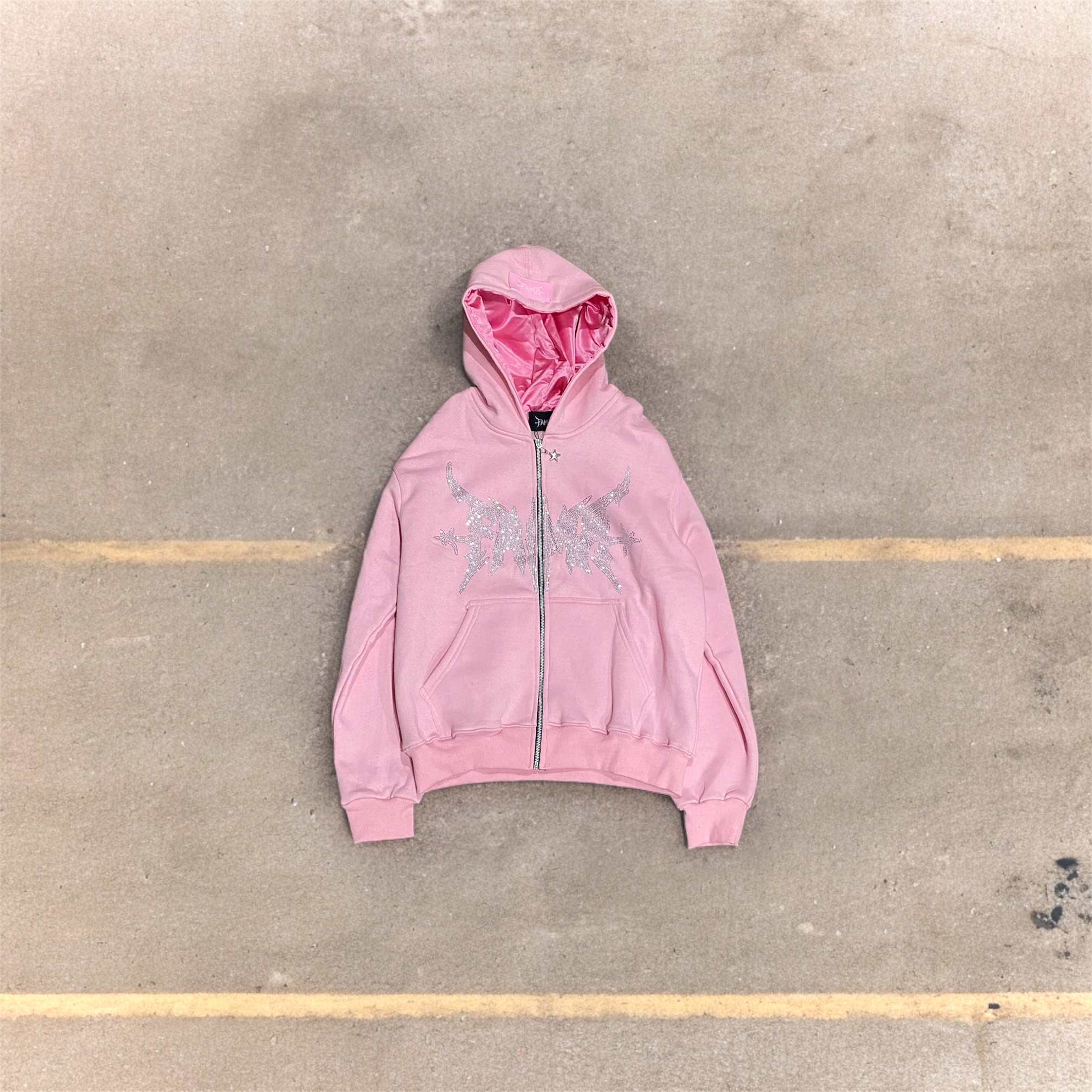 Fama Rhinestones Zip-up "Pink"